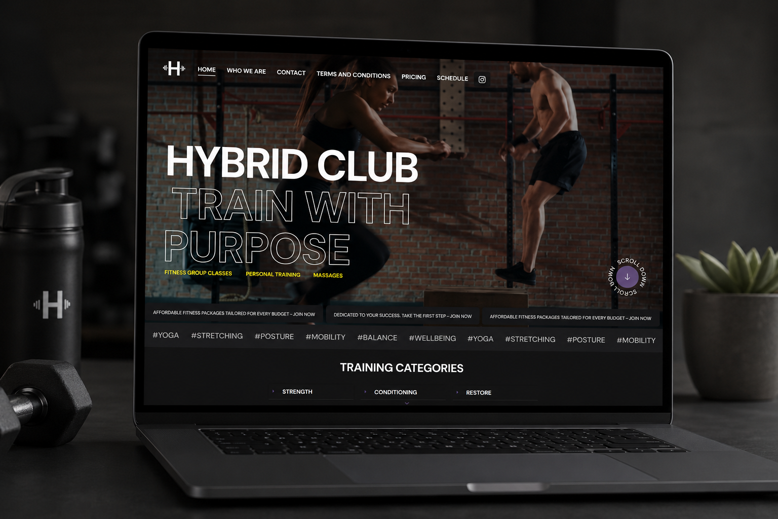 Hybrid Club Fitness WordPress website design