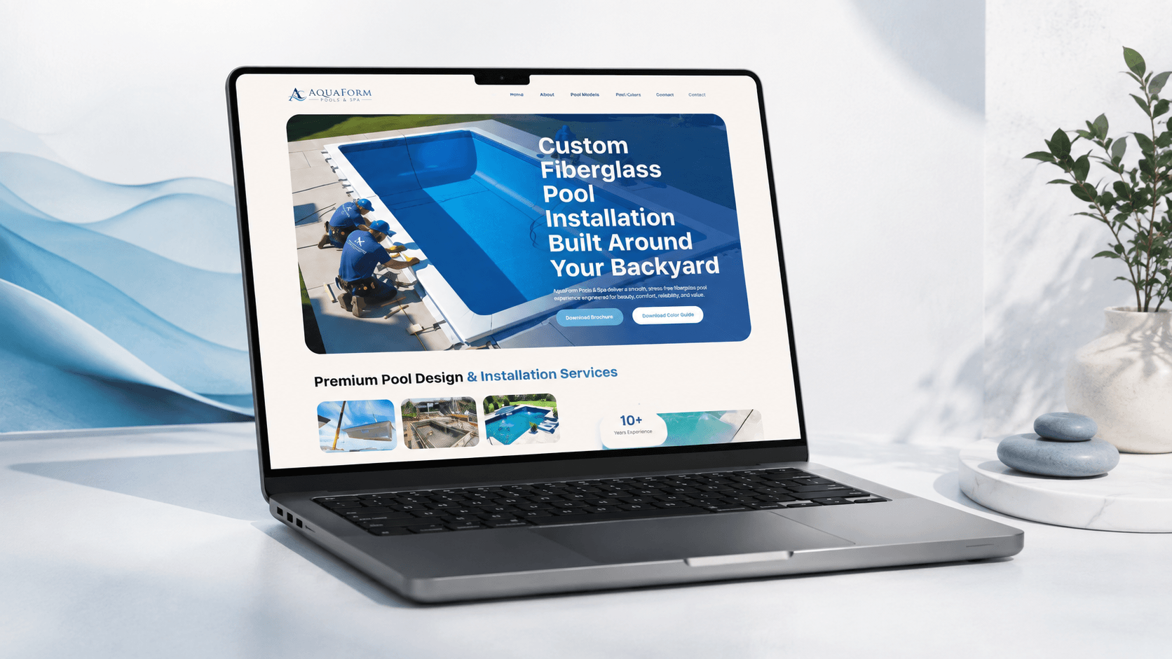 AquaForm Pools and Spa contractor website design project